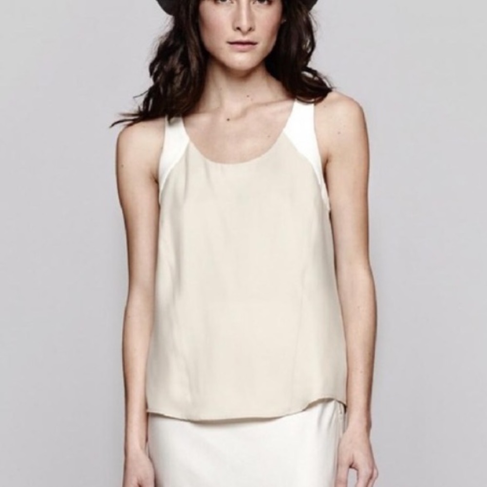 NWT Rag & Bone silk and leather top